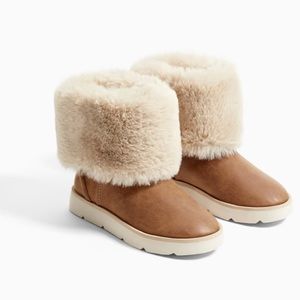 ZARA Big Kids/Women Ankle Boots Faux Fur